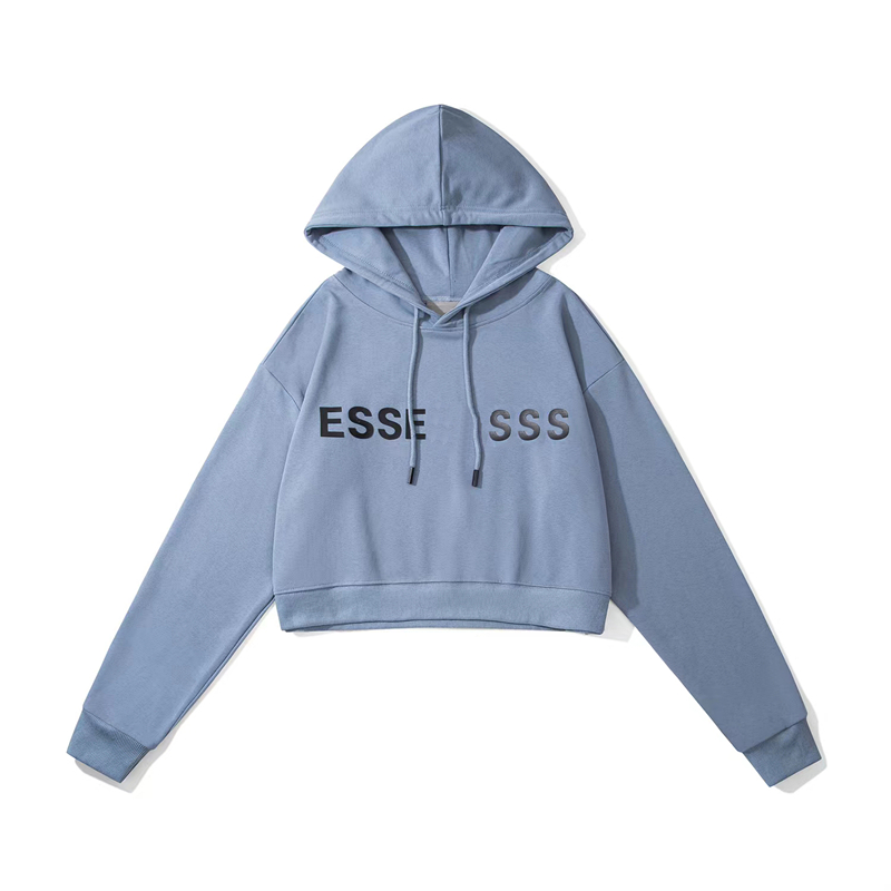 Luxury esse women designe hoodie high quality short alphanumeric flocking cotton hooded womens sweater casual versatile sports loose women sweatshirts