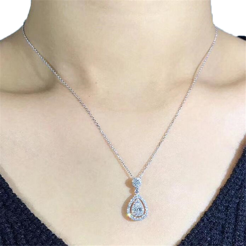 Nya Victoria Sparkling Luxury Jewelry 925 Sterling Silverrose Gold Fill Drop Water White Topaz Pear Cz Diamond Women Pendant Chai6233777