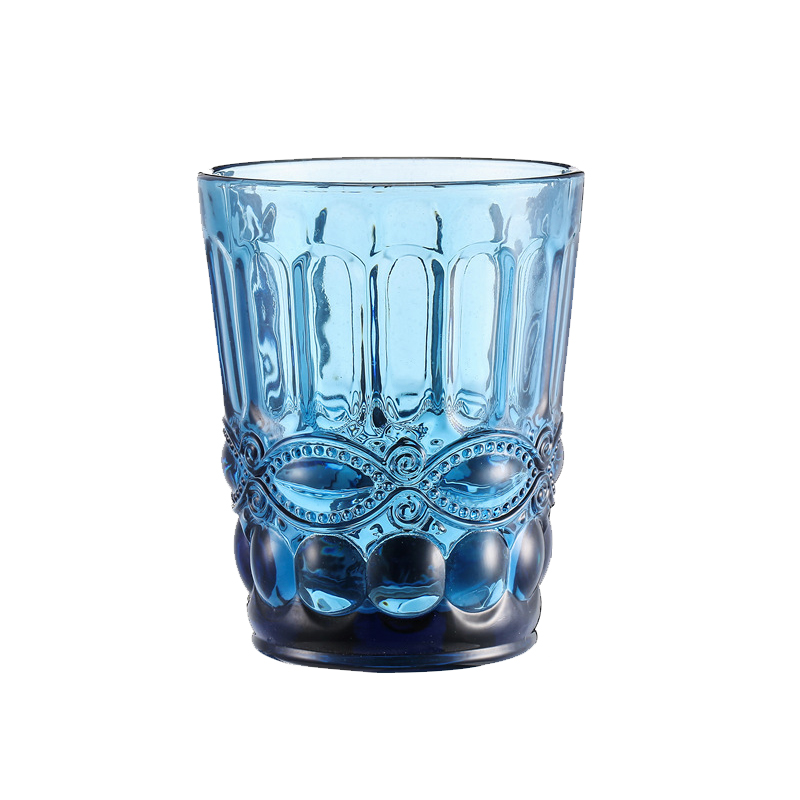 Verres à vin de 220ml, gobelets en verre coloré avec diamant, motif Vintage en relief, romantique, pour boire de la bière, du Champagne, verres