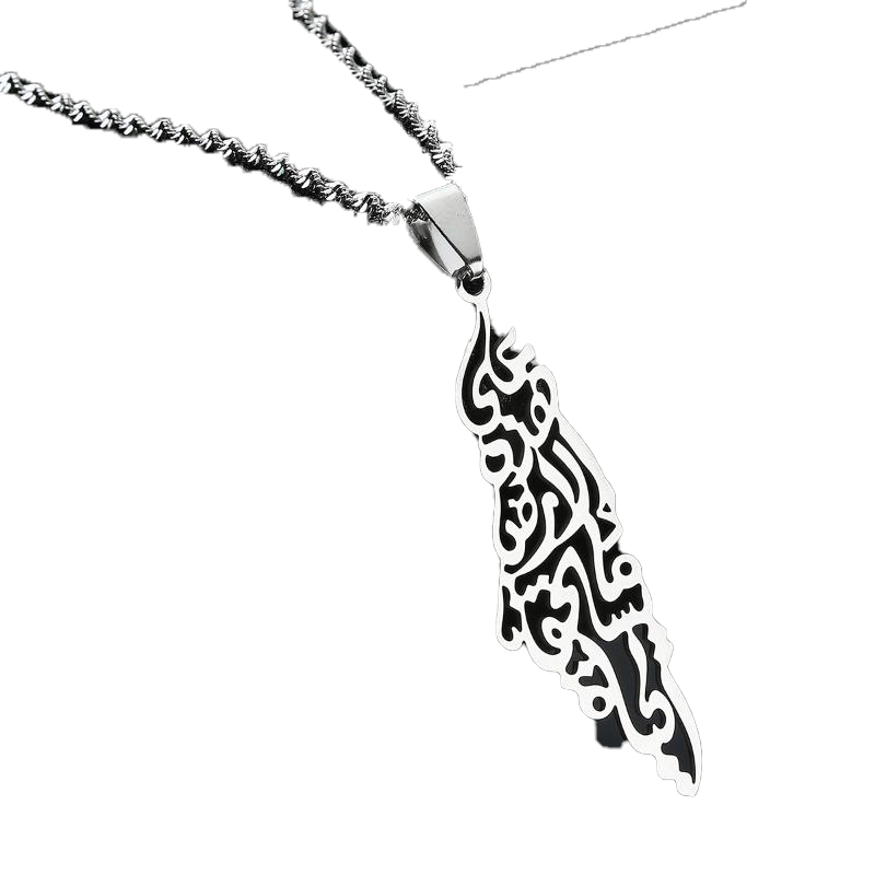 Pendant Necklaces Trendy Jewelry Arabic Hollow Stainless Steel Palestine Israel Map For Men Women Chain Necklace Elle224161202