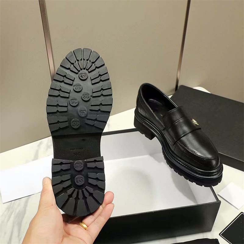 100% leather women's loafers Spring and Autumn luxury designer fashion dress lace buckle diamond check party shoes chunky heel matching color women's leather strap box