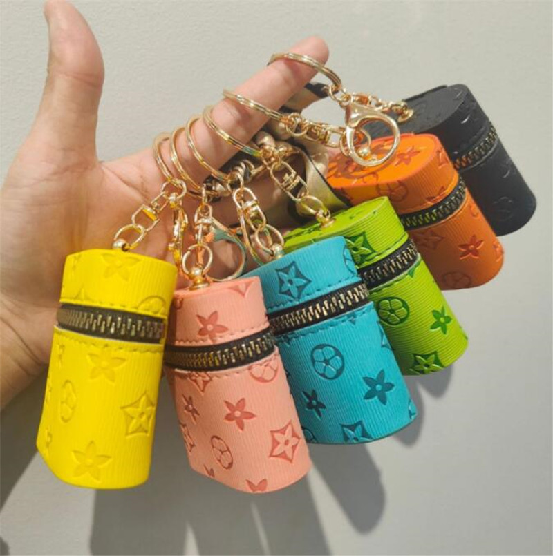 Designer Printing Keychain Wallet Keyring Purse Pendant Car Chain Charm Bucket Bag Flower Mini Coin Holder Keychains Bag Trinket Gifts Accessories