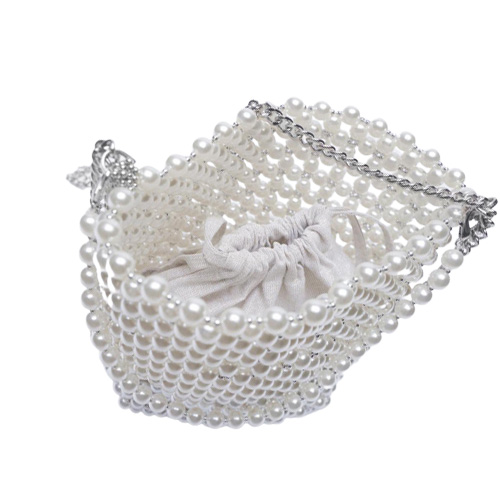 Za Pearl Beaded Bage White Fairy Portable Messenger z łańcuchem żeńskie torebki i torebki Krzyż Body Woman 2202241318798