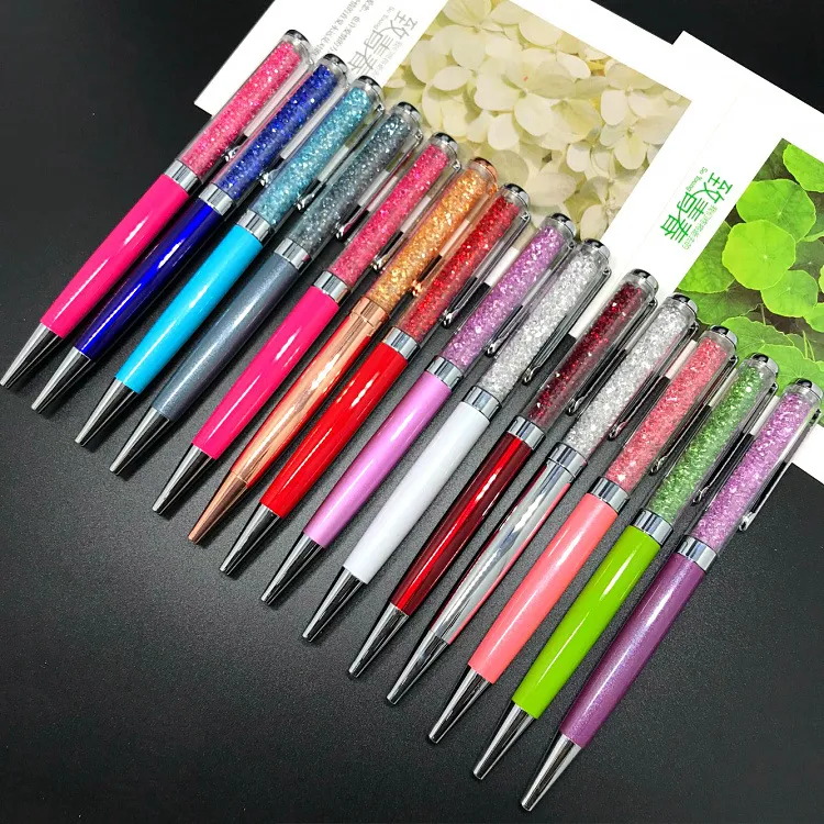 Partihandel Creative Diy Blank Ballpoint Pen Student Glitter Writing Pennor Colorful Crystal Ball Penns