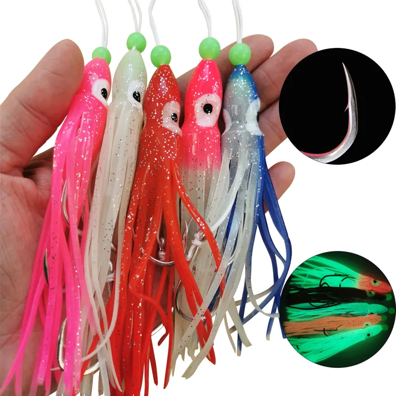 AS bag Assist Hooks With Squid Skirts Inchiku Assist Hooks Large Sized Jig Octopus Squid Snapper Jigs Hook 12cm Soft Bait 220601