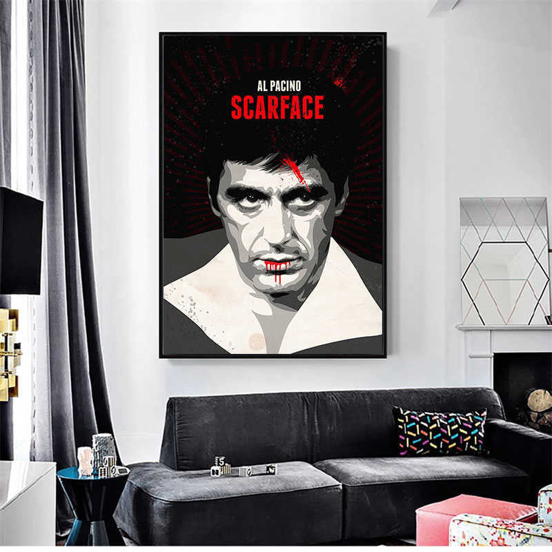 Film Vintage Montana Scarface Tony posterler tuval boyama film duvar sanat resmi oturma odası ev dekor cuadros hkd230829