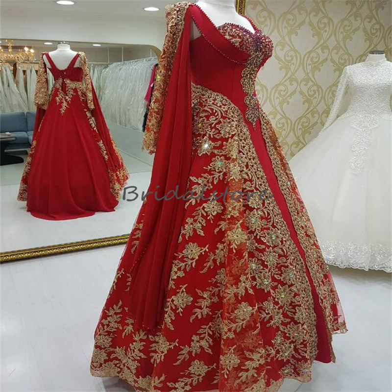 Abito da sera turco rosso retrò con pizzo dorato Tradizionale abito da ballo arabo di Dubai Elegante abito da cerimonia di fidanzamento formale da donna 2023 Danza formale Robe De Soiree