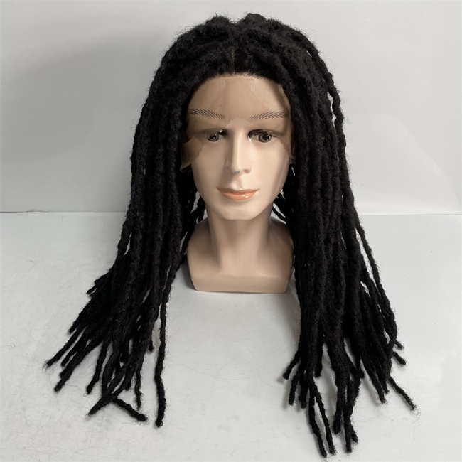 Sostituzione dei capelli umani vergini brasiliani da 20 pollici # 1b Trecce intrecciate Dreadlocks Toupet in pizzo pieno uomo nero