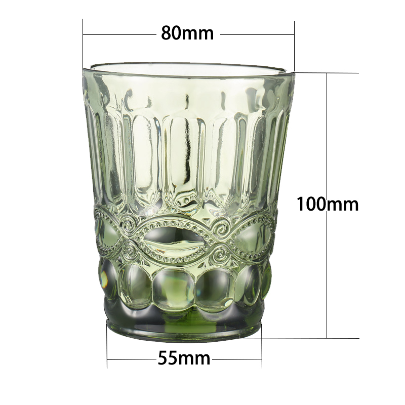 220ml Wine Beer Water Glasses Cup Colored Glass Tumblers with Diamond Vintage Pattern Embossed Romantic Drinking Champagne Drinkware for Party Wedding Festival