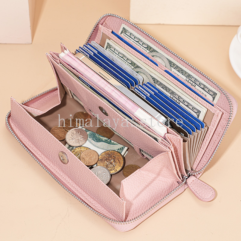 Portefeuille japonais en cuir véritable pour femmes, Long, multi-cartes, sac à monnaie de grande capacité, portefeuille à fermeture éclair, sac à main, pochette