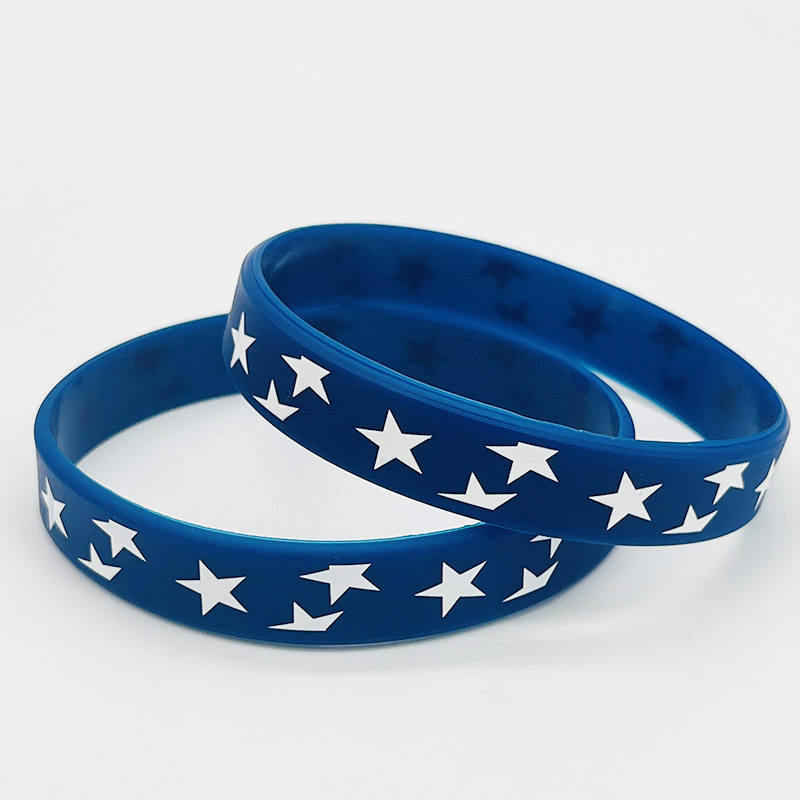 Cross border Party Rubber Wrist with Colorful Flag Silicone Elastic Band Commemorating Independence Day Silicone Band