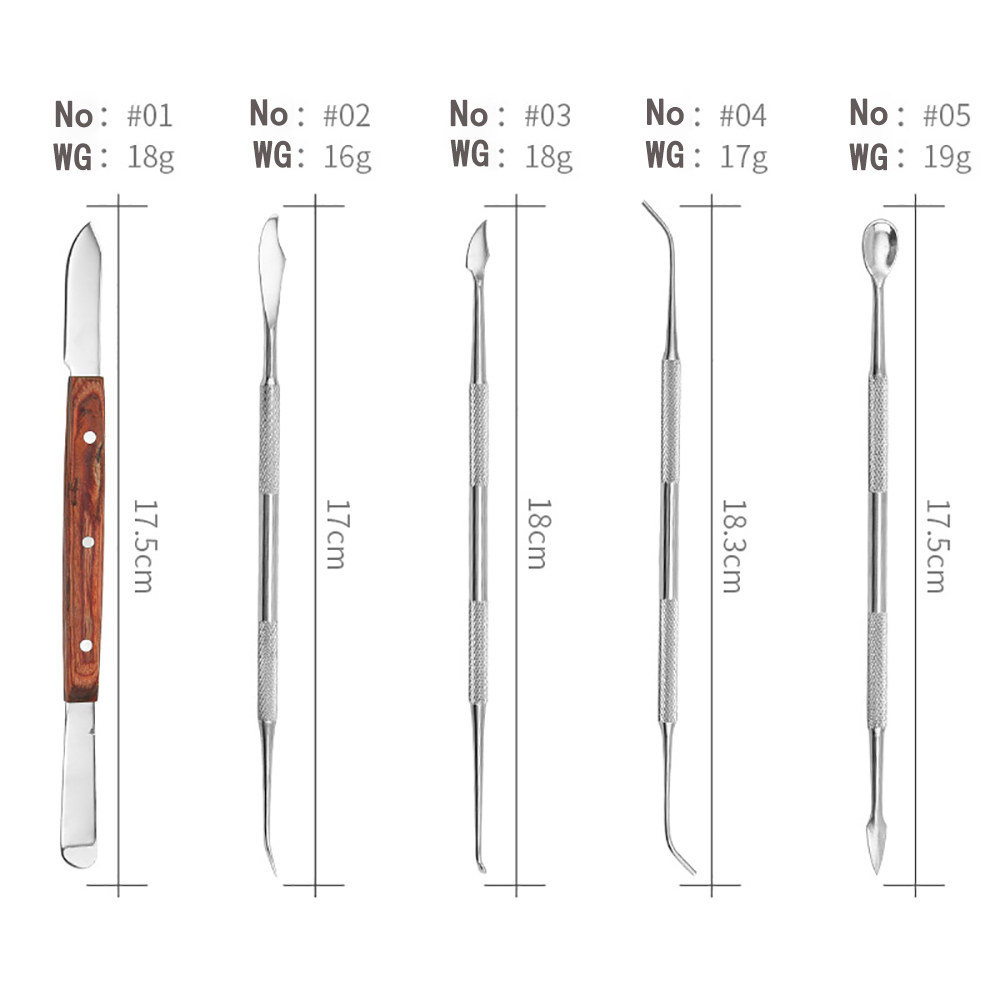 Dental Carving Gips Knife Spatula Praktiskt rostfritt stål Tänder Vax tandläkare Kit Dental Instrument Tools Organiserare