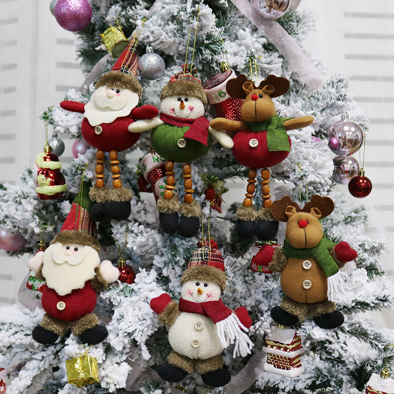 Christmas Dolls Tree Decor Ornament Reindeer Plush Snowman Accessory Craft Santa Claus Standing Doll Decoration Merry Christma Z0055