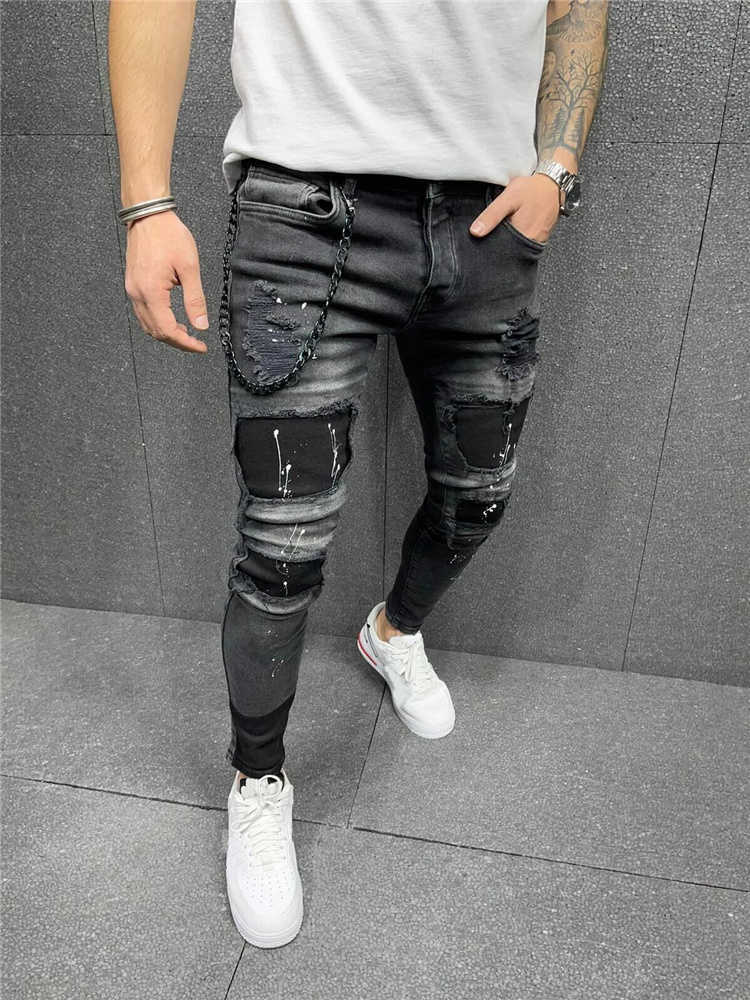 Mode jeans Bermuda Tideshec Harajuku Cargo Pants Ripped Men's Winter Clothing Side Pockets Skinny Mens Casual Teens Jogger HKD230829