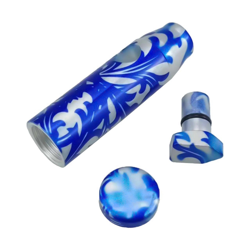 New Colorful Pattern Aluminium Alloy Mini Smoking Pipes Dry Herb Tobacco Spice Miller Stash Case Bottle Removable Snuff Snorter Sniffer Snuffer Bullet Style Tips