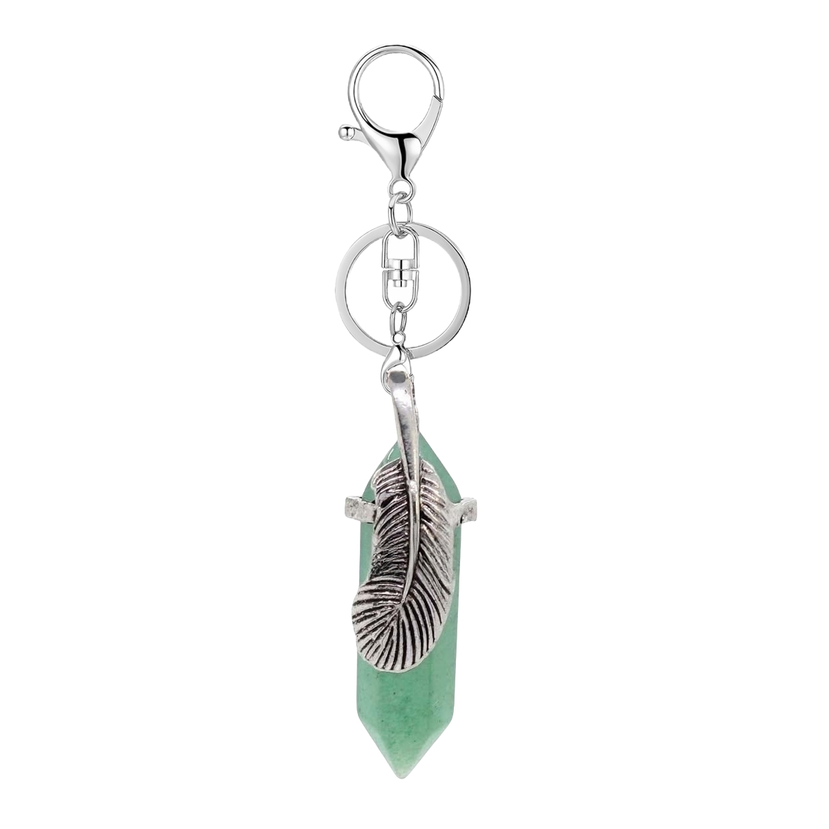 Alloy Feather Natural Gemstone Keychain Wallet, Backpack, Small Pendant, Transportation Gift for Friends and Family