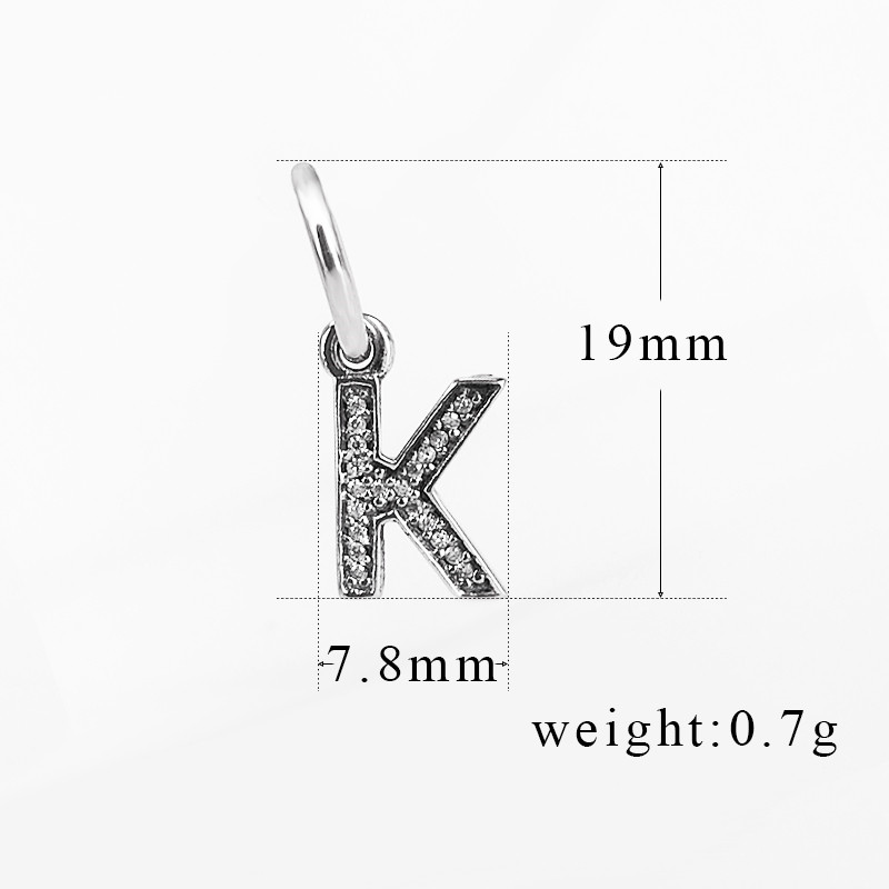 Lettre K authentique 925 bijoux en argent Sterling cristal A-Z lettre pendentif breloques adapté pour Bracelet Original collier 791323CZ8411949