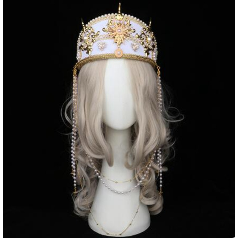 Sun Goddess Angel KC Halo Crown Headpiece Queen Anna Baroque Tiara pannband Lolita Collection Gothic Accessories