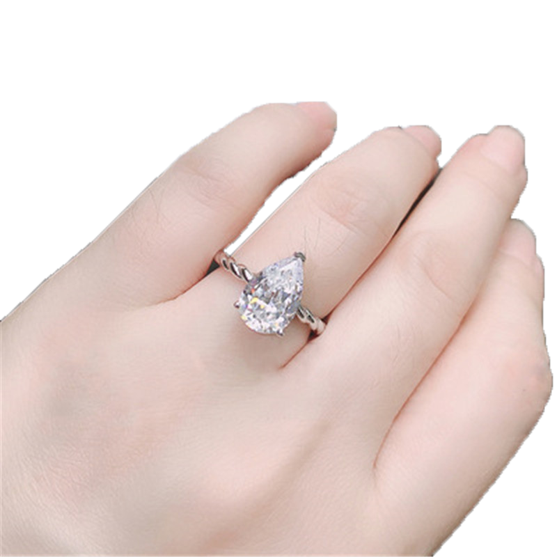 Bling Water Drop 3ct Lab Diamond Ring 925 Стерлинговое серебро обручальные обручальные кольца для женщин 9540328