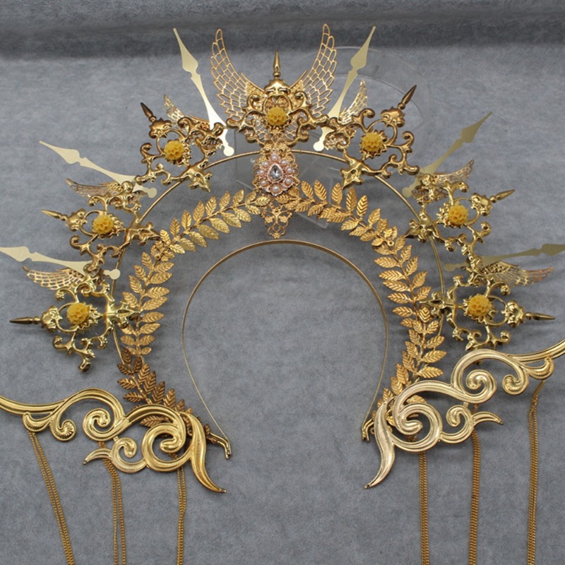 Vintage Saint Halo Krone und Tiara Stirnband Barock Göttin Krone Kopfschmuck Braut Haarschmuck Kostüm