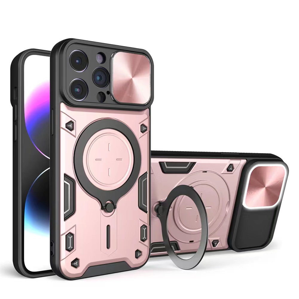 Heavy Duty Phone Cases For iPhone 15 14 13 12 11 Pro Max XR XS 8 7 Plus Magnetic Camera Slide Protector Ring 360 Rotate Kickstand Shockproof Cover