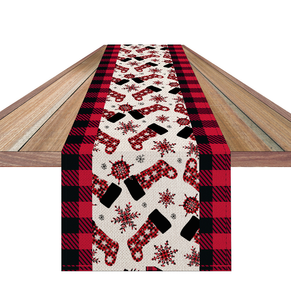 33x180 cm Decorazione natalizia in lino stampato tavolo bandiera tabellini tovaglia da xmi tavoli da corsa decorazioni la casa hz0056
