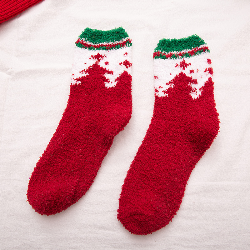 Christmas Decorations Christmas Socks thickened towel socks autumn and winter new popular warm coral velvet socks versatile half edge velvet socks wholesale