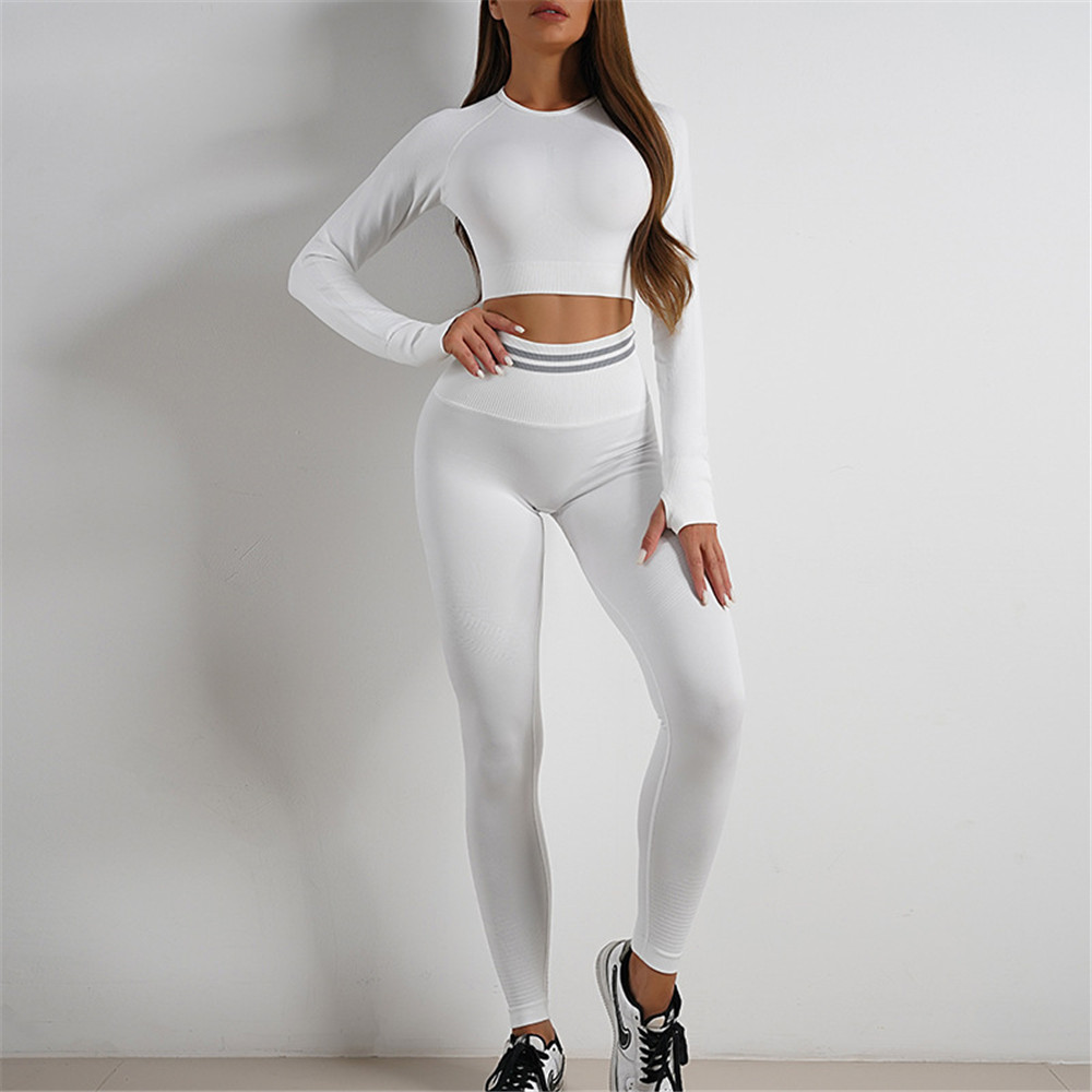 Tute da yoga firmate Donna Autunno Inverno Abiti Felpa a maniche lunghe Crop Top e pantaloni Completi a due pezzi Abbigliamento sportivo fitness Abbigliamento all'ingrosso 10082