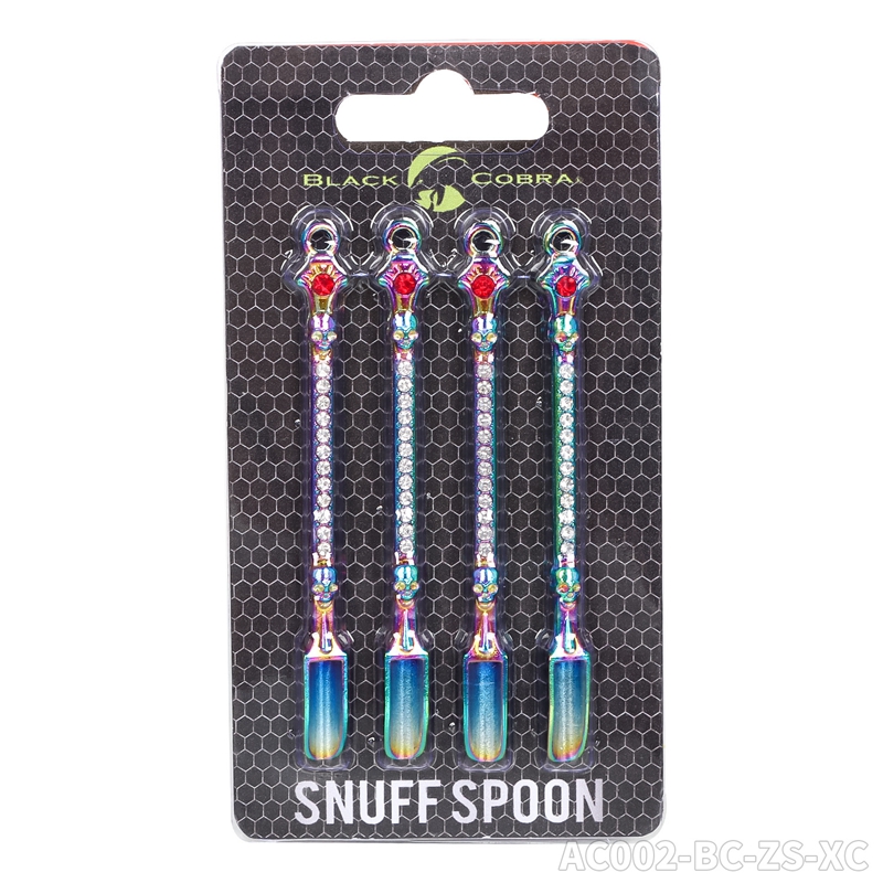 Dabber Dab Wax Tool Dry Herb 84mm Dab Rigs Metal Zinc Alloy Skull Shape with Diamond Spoon for Sniffer Snorter HOOVER Snuff Smoking Rainbow Colors Blister