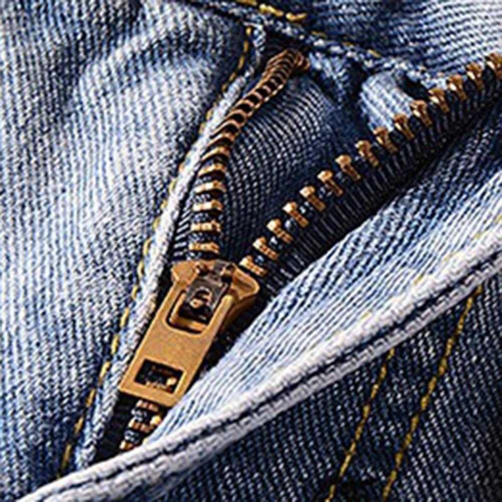 Koreanischen Stil Mid-rise Button Zipper Fly Taschen Männer Slim Fit Dünne Jeans Ripped Holes Slim Fit Denim Hosen streetwear HKD230829