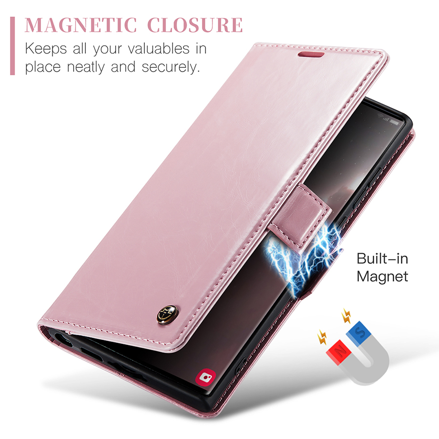 Custodia telefono a portafoglio in pelle PU plissettata Caseme 2023 Samsung S23 ultra Note 20 Ultra Accessori telefoni