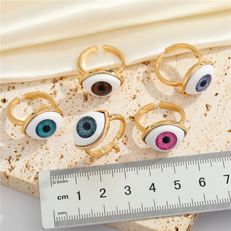 Vintage Evil Eye Finger Ring For Women Gift Jewelry Colored Simple Turkish Blue Eye Adjustable Party Ring Accessories