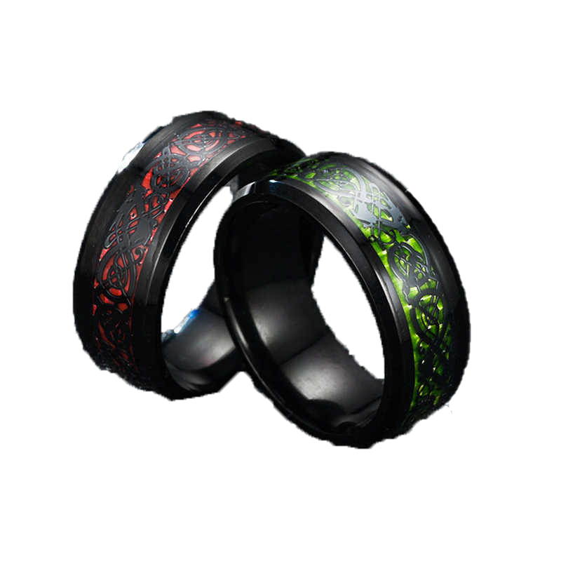 Novo anel de dragão roxo para homens casamento aço inoxidável fibra de carbono Black Dragon Incluste Comfort Fit Band Ring Jóias de moda Q07087421520