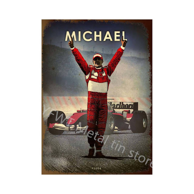 F1 Racer Poster vintage in metallo Stile Graffiti Retro Targa in metallo Car Club Wall Art Targa decorativa la decorazione domestica moderna Estetica Garage Racer Painting 30X20CM w01