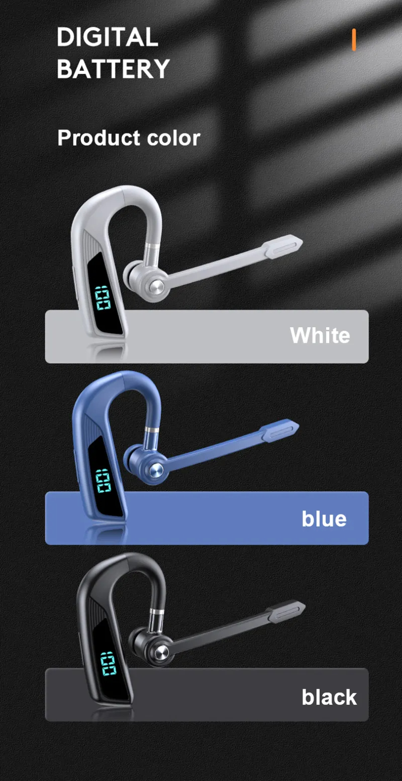 V16 TWS Bezprzewodowe słuchawki Earhook Głos słuchawkowy Odpowiedź cyfrowa wyświetlacz Digital Hook Single Hook kontrolny Bluetooth douszne do ulepszenia V8S V8s V9