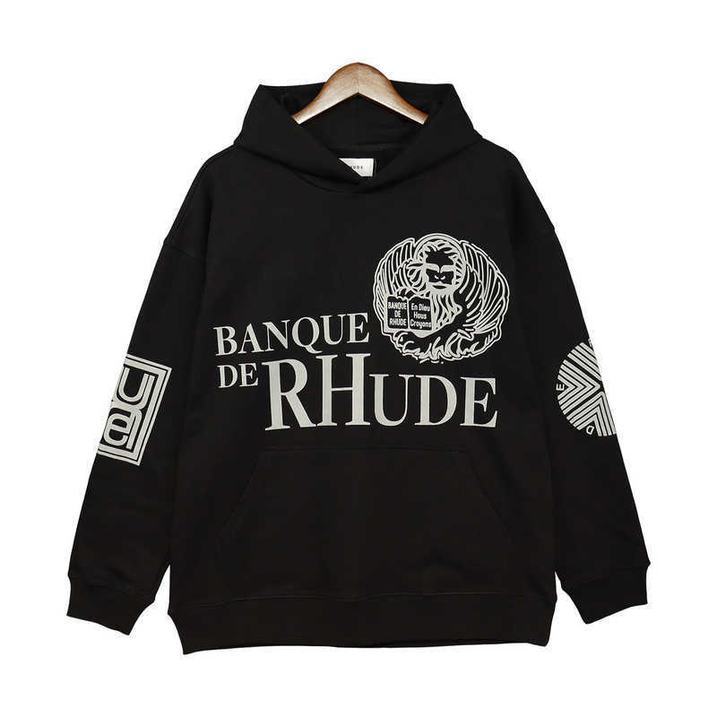 Heren Hoodies Sweatshirts Goede Kwaliteit Zware Stof Oversized Rhude Fashion Hoodie Heren 1 1 Losse Truien RHUDE Dames Sweatshirts Herenkleding