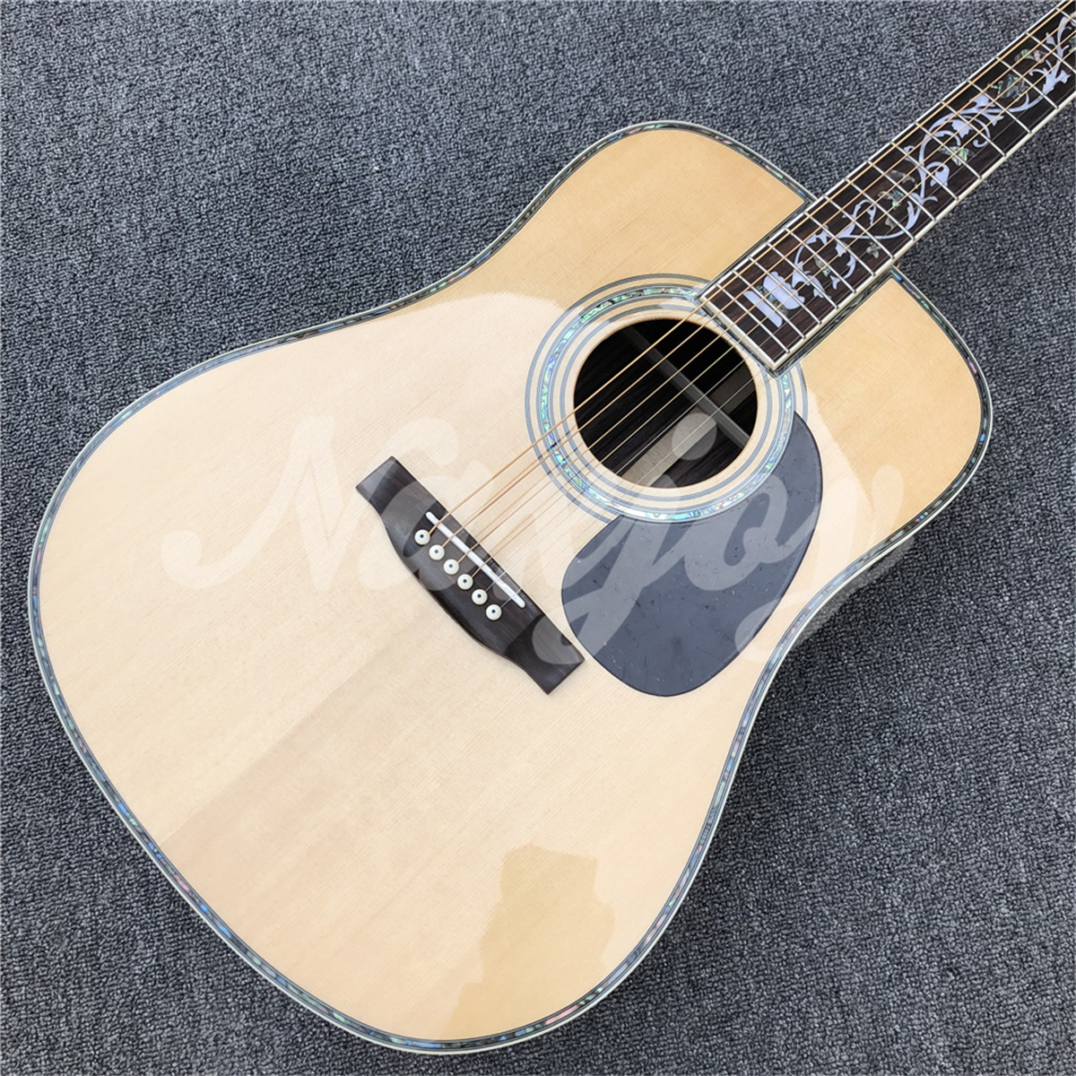 41 cali D Typ Solid Spruce Top Acoustic Guitar Abalone Tree of Life InRlays Rosewood Back and Sides Guitarra