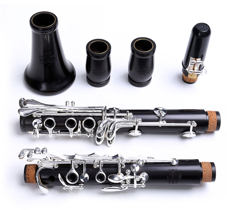 Moresky Professional Ebony Clarinet BB Tone 17/18 Keys Silver Plated Grenadilla Solid Wood Sib Klarnet M9