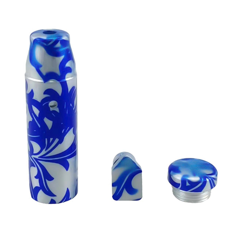 New Colorful Pattern Aluminium Alloy Mini Smoking Pipes Dry Herb Tobacco Spice Miller Stash Case Bottle Removable Snuff Snorter Sniffer Snuffer Bullet Style Tips