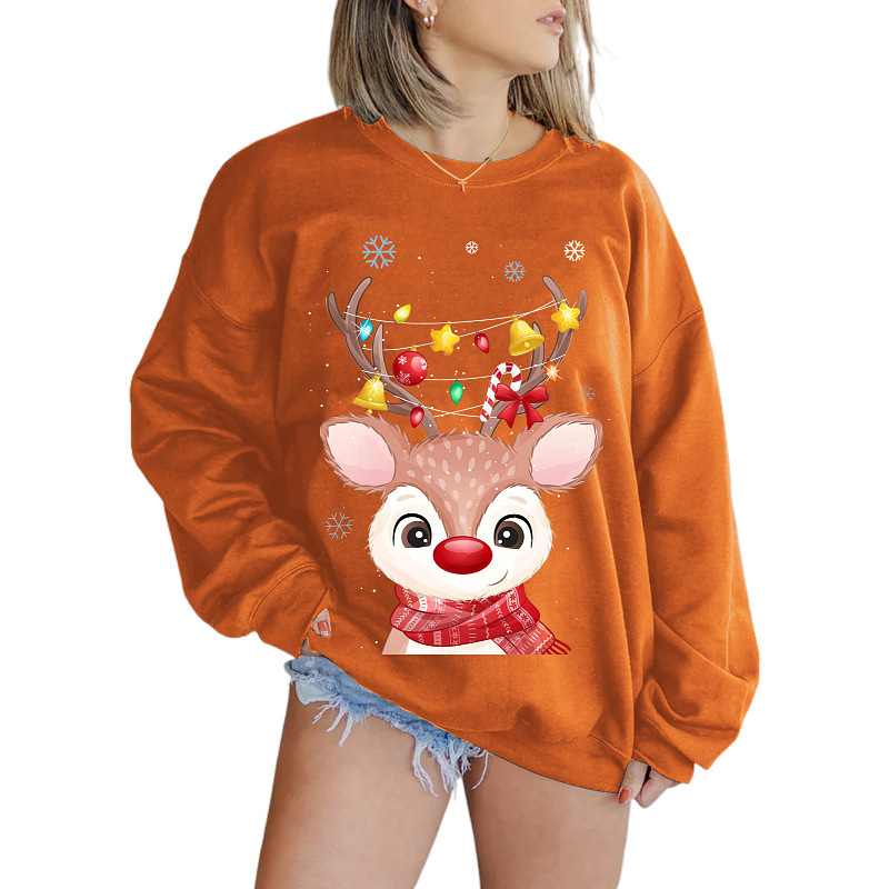 2023 top autunno e inverno da donna di vendita calda carino cervo sika stampa 3D maglione girocollo di Natale a maniche lunghe