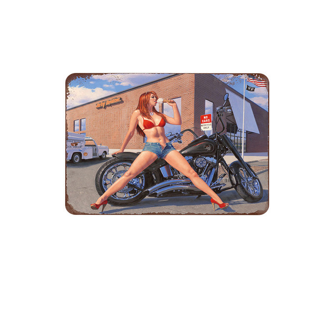 Pin Up Girl Poster en métal sexy Lady vintage en étain pour femme sexy Peinture en métal Bar Pub Café Garage Man Cave Décoration murale pour la maison Taille 30 x 20 cm W01