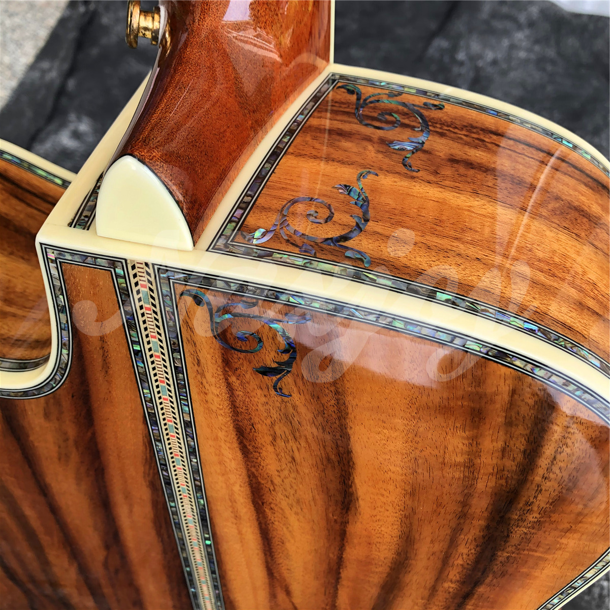 Abulón Toda la madera de Koa Guitarra acústica 41 pulgadas Cutaway D Estilo Diapasón de ébano Guitarra