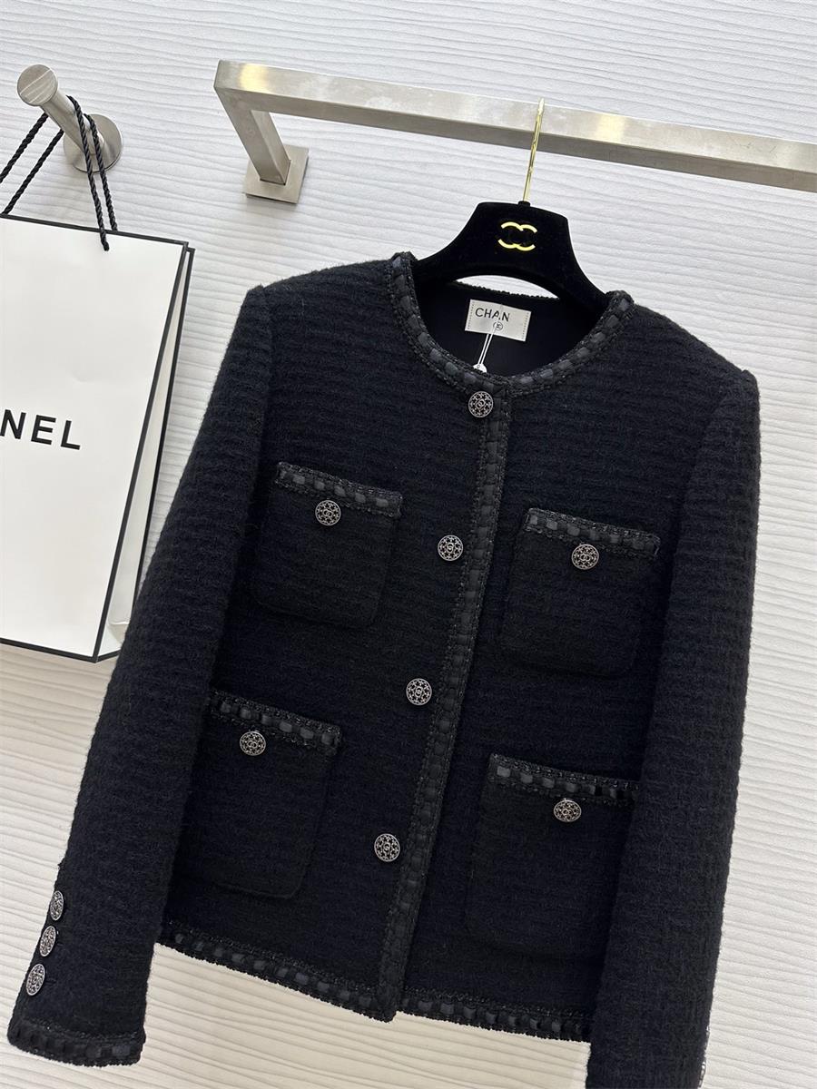 Giacca nera 2023 Nuove giacche invernali Giacche firmate da donna Catene di moda Giacca di tweed Cappotto di camelia Regalo di giorno di Natale ECAW