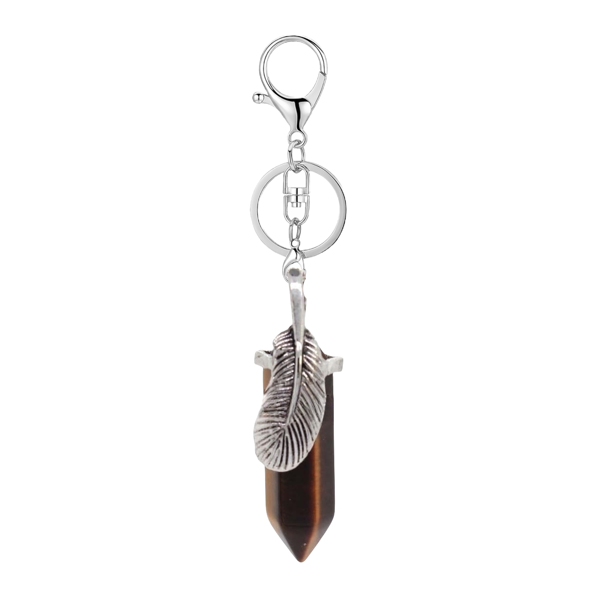 Alloy Feather Natural Gemstone Keychain Wallet, Backpack, Small Pendant, Transportation Gift for Friends and Family