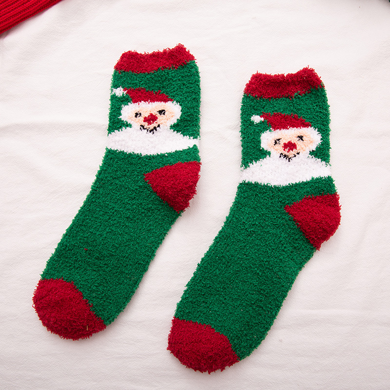 Christmas Decorations Christmas Socks thickened towel socks autumn and winter new popular warm coral velvet socks versatile half edge velvet socks wholesale