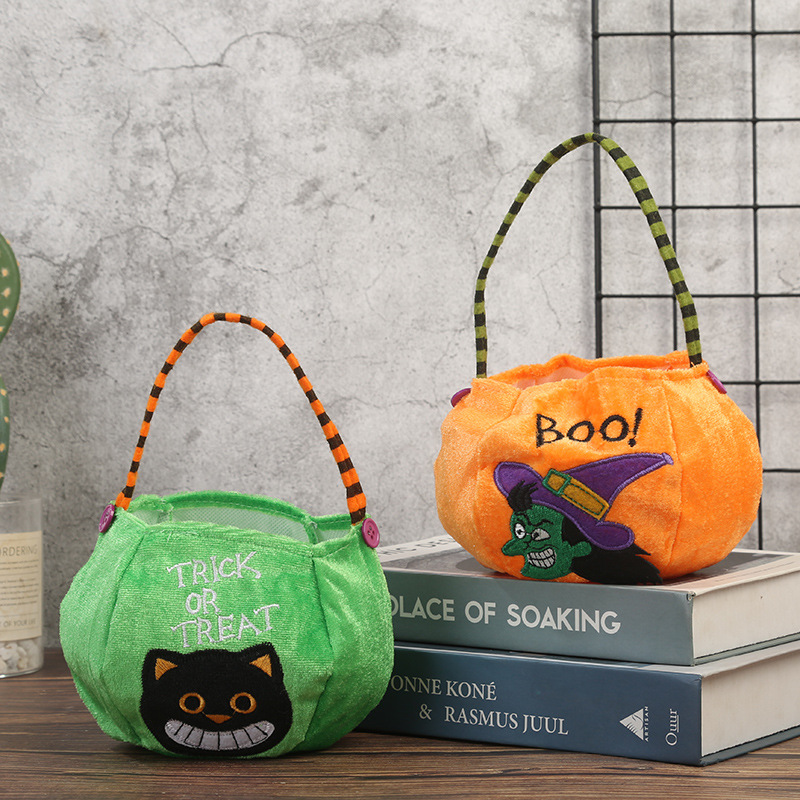 Halloween trick eller behandla väskor för barn godis väska duk återanvändbara pumpa väskor gåva tygväskor halloween dekoration part