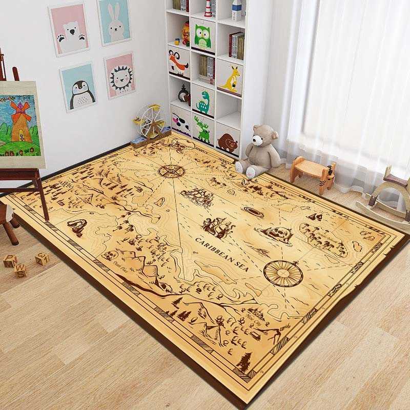 15 Sizes Antique Pirate Treasure Map Carpet Rug for Bedroom Living Room Boho Decor Children's Crawling Mat College Dorm Decor HKD230829