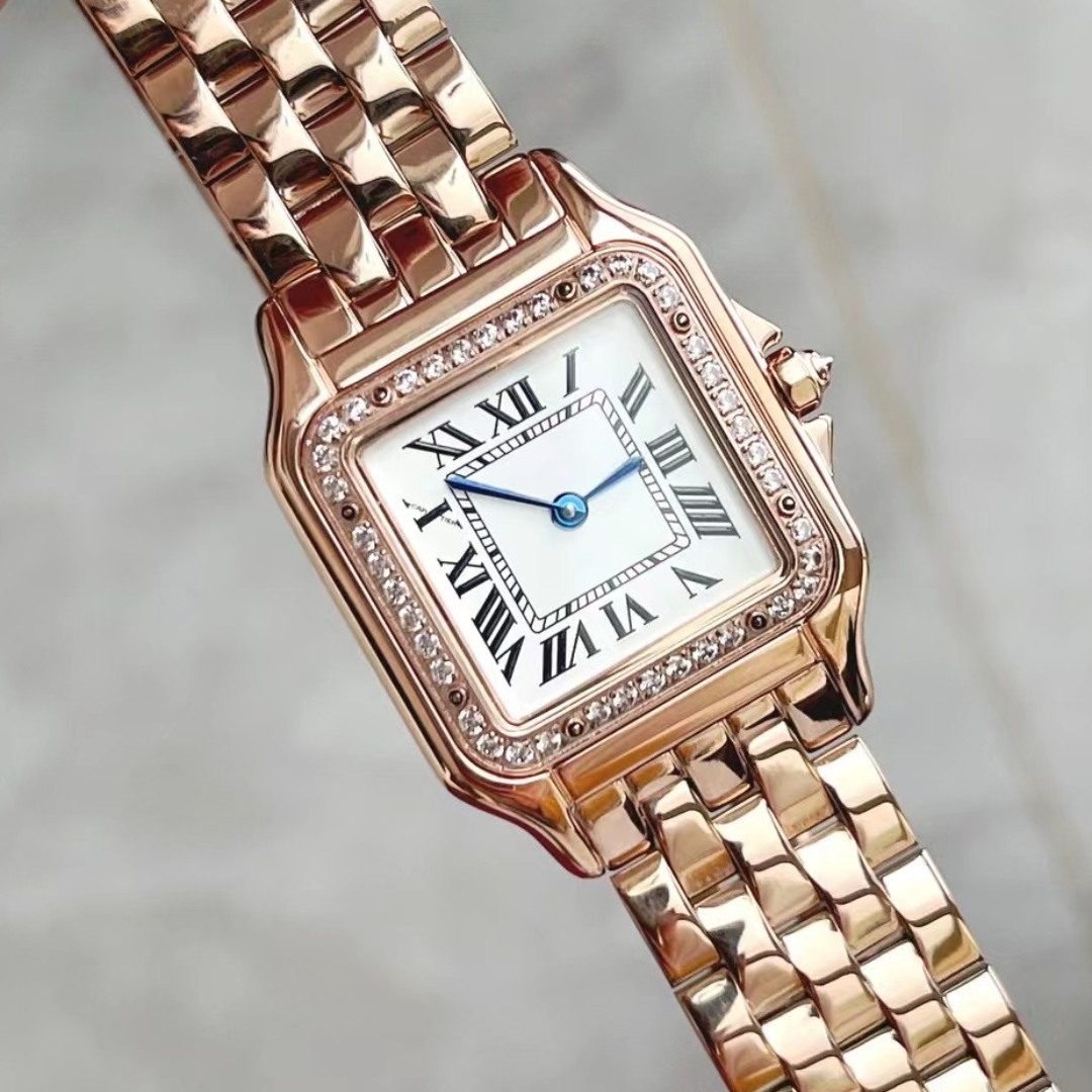 Orologio da donna elegante con diamanti nobili di dimensioni 22 mm e 27 mm, realizzato in acciaio inossidabile di alta qualità al quarzo