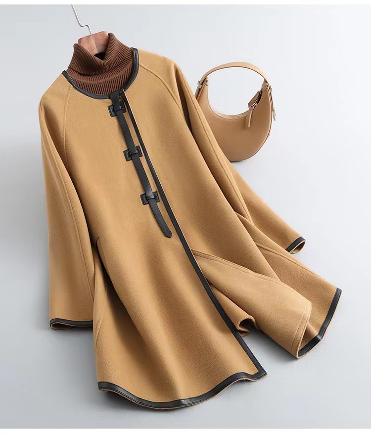 Wool OC00260# Women Light Cashmere Coat Coat Mid Length Autumn/Winter Round Neck Dece