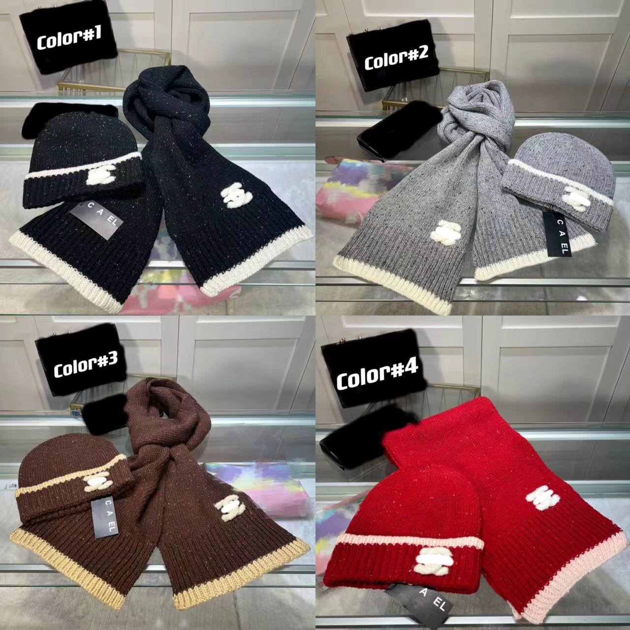 Chapéu de inverno designer cachecol masculino gorro cashmere cachecol mix designs quente na moda algodão lã luxo chapéu cachecol conjunto casquette beanies 12 cores